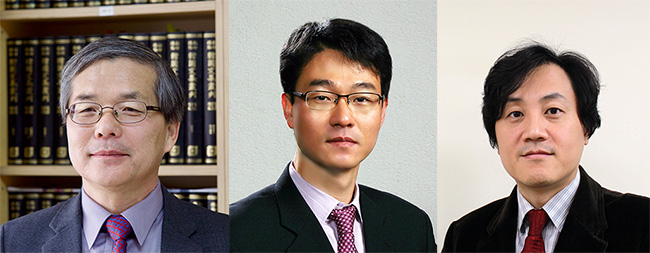 왼쪽부터 정우봉, 김윤기,선웅 교수