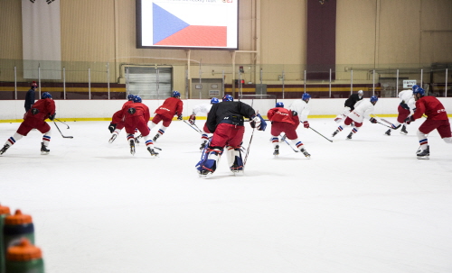 체코 국가대표 아이스하키팀이 고려대 아이스링크에서 훈련하고 있다.